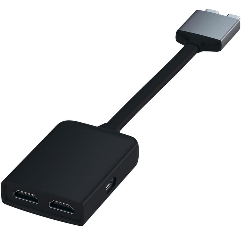 Адаптер Type-C Dual для Macbook, 1*Type-C PD (60W), 2*HDMI, Satechi, Серый (ST-TCDHAM) - фото #5, Technodom.kz