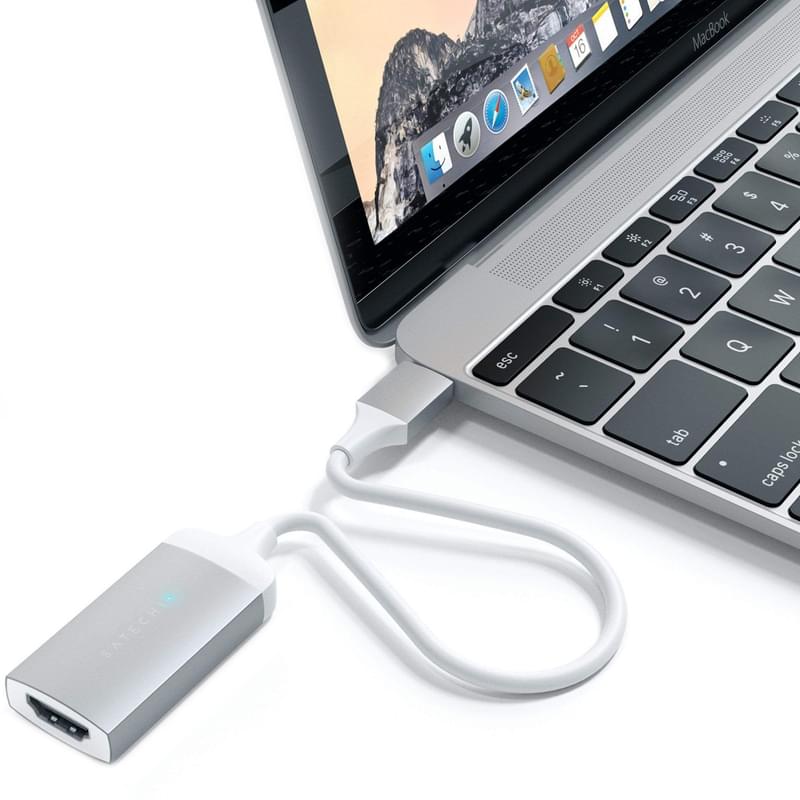 Адаптер Satechi Type-C - HDMI 4K 60HZ, Серебро (ST-TC4KHAS) - фото #4, Technodom.kz