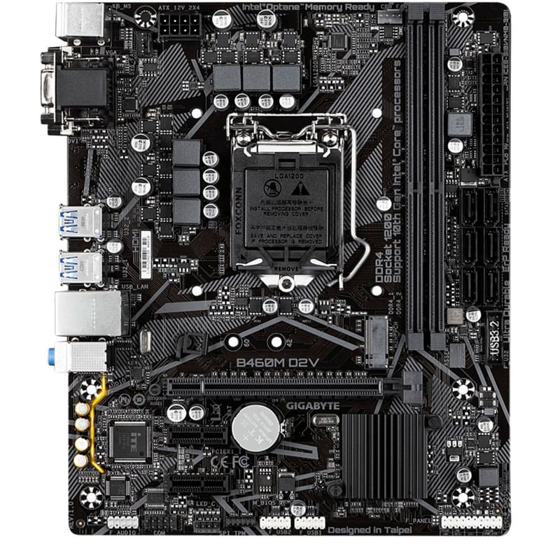 Материнская плата Gigabyte B460M D2V LGA1200 2DDR4 PCI-E 1x16 2x1 (DVI-D+VGA) mATX - фото #0, Technodom.kz
