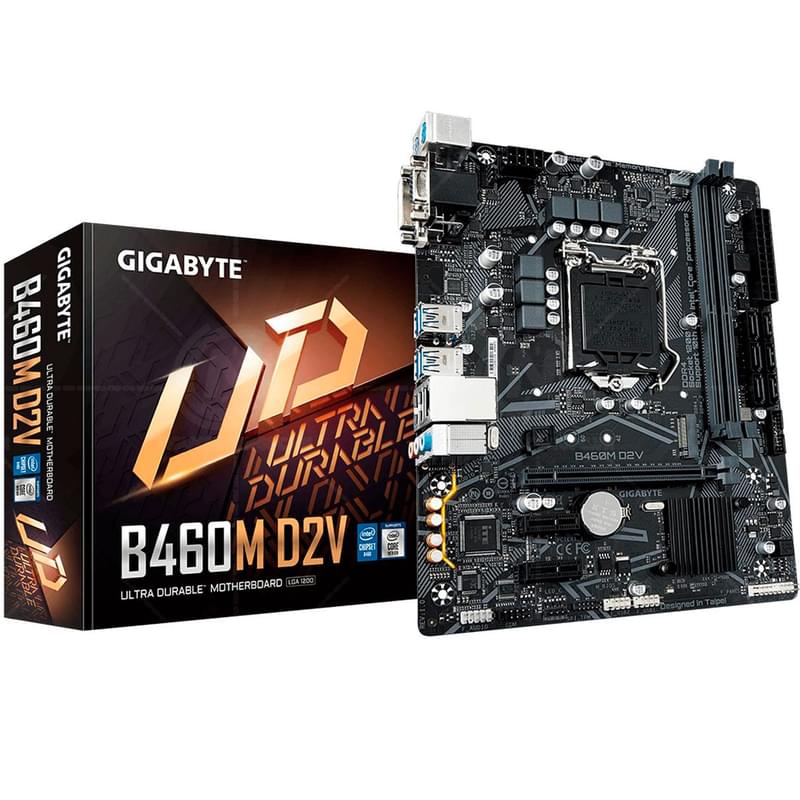 Материнская плата Gigabyte B460M D2V LGA1200 2DDR4 PCI-E 1x16 2x1 (DVI-D+VGA) mATX - фото #3, Technodom.kz