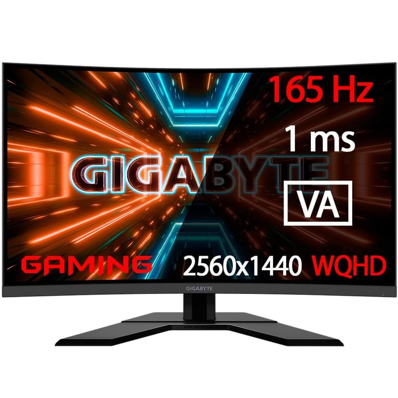 Монитор Игровой 31.5" Gigabyte G32QC-EK 2560x1440 16:9 VA 165ГЦ (2HDMI+DP) Curved Black - фото #0, Technodom.kz