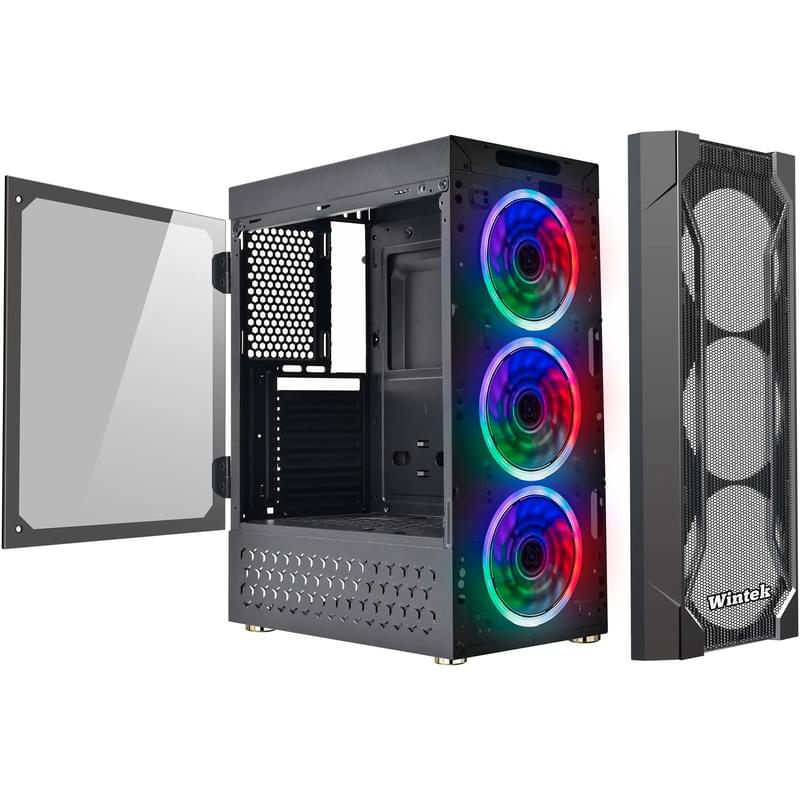 ПК корпус Wintek Rainbow K106 TG MidTower, window, Black ATX (K106 TG) - фото #3, Technodom.kz