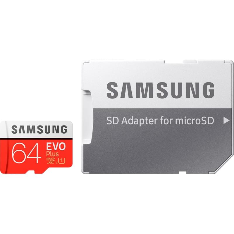 Карта памяти MicroSD 64GB Samsung Evo+, UHS-I 95MB/s, Class 10 + SD Adapter (MB-MC64HA/RU) - фото #0, Technodom.kz