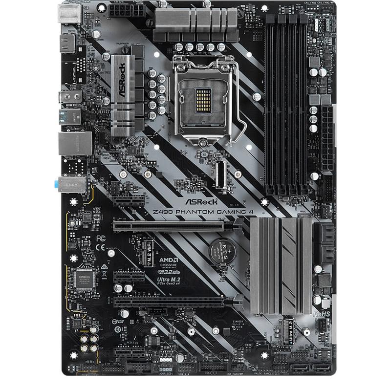 Материнская плата ASRock Z490 Phantom Gaming 4 LGA1200 4DDR4 PCI-E 2x16 3x1 (HDMI) ATX - фото #0, Technodom.kz