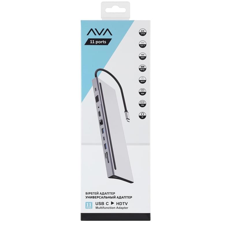 Адаптер Ava Type-C - 1*Type-C PD (87W), 1*HDMI, 3*USB 3.0, 11-in-1, Silver (AV-TH-011) - фото #5, Technodom.kz Адаптер Ava Type-C - 1*Type-C PD (87W), 1*HDMI, 3*USB 3.0, 11-in-1, Silver (AV-TH-011) - фото #5, Technodom.kz