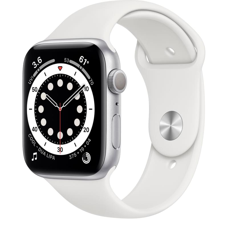 Смарт-часы Apple Watch Series 6 GPS, 44mm Silver Aluminium Case with White Sport Band - фото #0, Technodom.kz