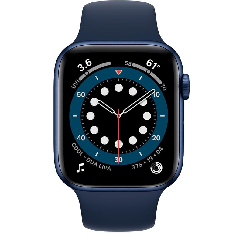 Apple Watch Series 6 GPS Смарт сағаты, 44mm Blue Aluminium Case with Deep Navy Sport Band - фото #1, Technodom.kz