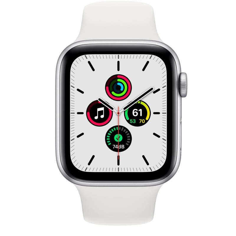 Смарт-часы Apple Watch SE GPS, 44mm Silver Aluminium Case with White Sport Band - фото #1, Technodom.kz