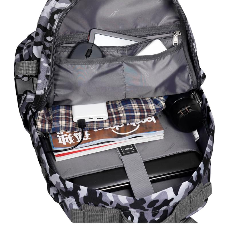 Рюкзак для ноутбука 15.6" NEO NEB-060, Grey/Camo, полиэстер (NEB-060CAMO) - фото #9, Technodom.kz