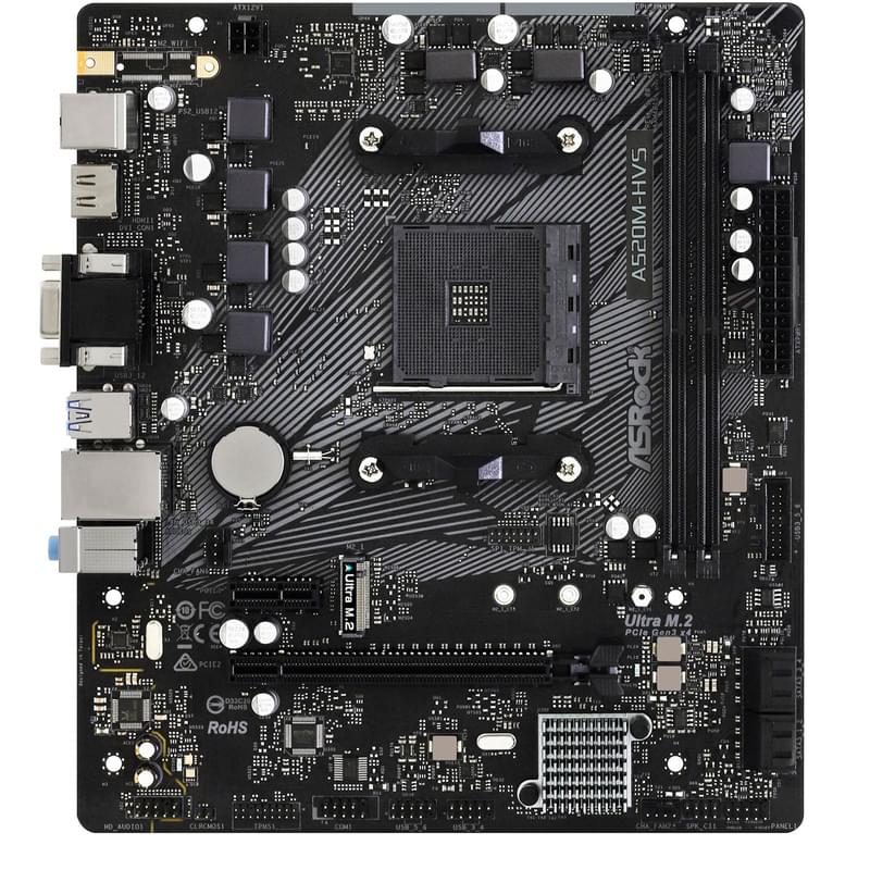 Материнская плата ASRock A520M-HVS AM4 2DDR4 PCI-E 1x16 1x1 (HDMI+VGA) mATX - фото #0, Technodom.kz