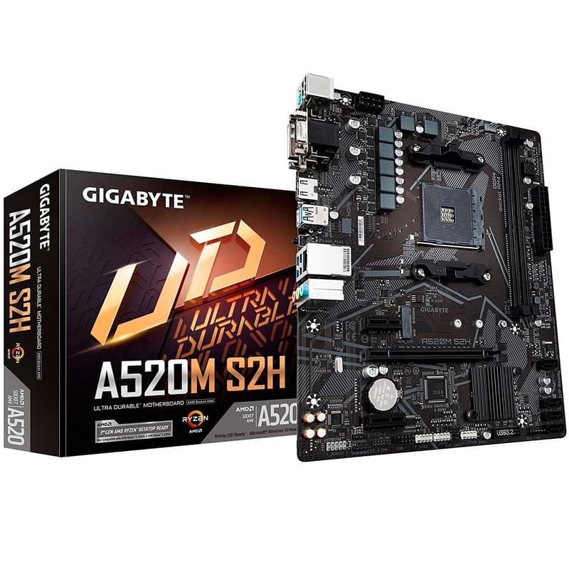Материнская плата Gigabyte A520M S2H AM4 2DDR4 PCI-E 1x16 2x1 (HDMI+DVI-D+VGA) mATX - фото #3, Technodom.kz Материнская плата Gigabyte A520M S2H AM4 2DDR4 PCI-E 1x16 2x1 (HDMI+DVI-D+VGA) mATX - фото #3, Technodom.kz