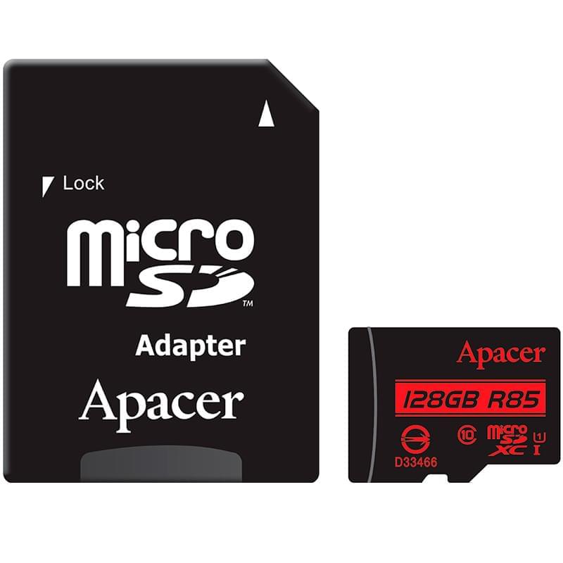 MicroSD 128GB Apacer Жады картасы, UHS-I 85MB/s, Class 10 + SD Adapter (AP128GMCSX10U5-R) - фото #1, Technodom.kz