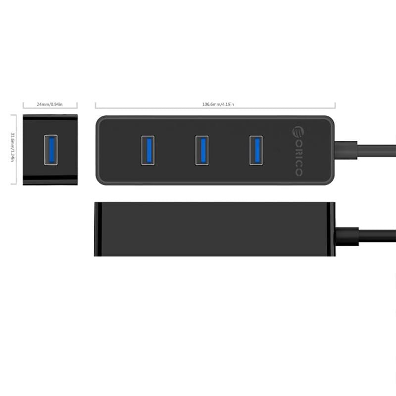 Адаптер USB Hub ORICO to 4*USB 3.0, Black (W5PH4-U3-V1-BK-BP) - фото #5, Technodom.kz