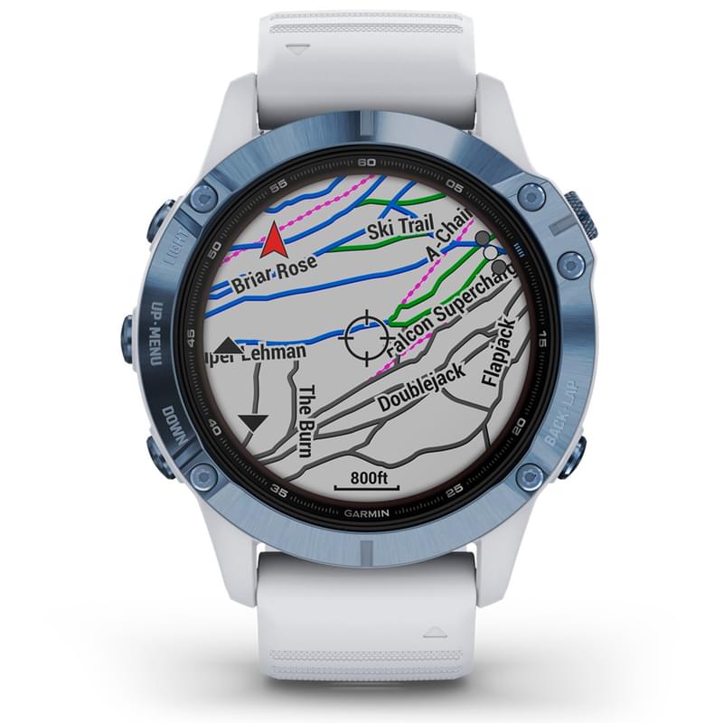 Смарт-часы Garmin Fenix 6 Pro Solar Mineral Blue with Whitestone Band - фото #1, Technodom.kz