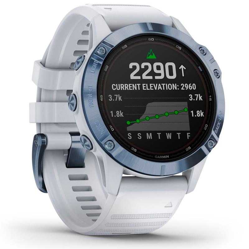 Смарт-часы Garmin Fenix 6 Pro Solar Mineral Blue with Whitestone Band - фото #3, Technodom.kz