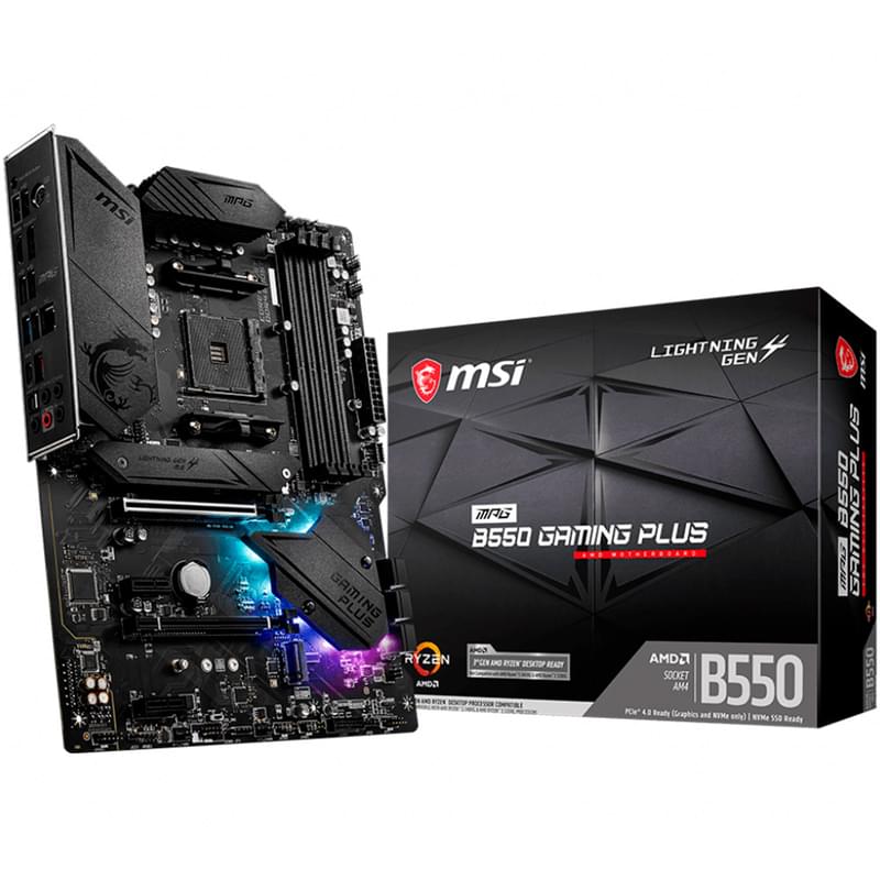 Материнская плата MSI MPG B550 GAMING PLUS AM4 4DDR4 PCI-E 2x16 2x1 (HDMI+DP) ATX - фото #4, Technodom.kz