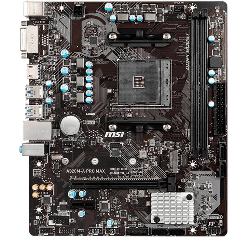 Материнская плата MSI A320M-A PRO MAX AM4 2DDR4 PCI-E 1x16 1x1 (HDMI+DVI-D) mATX - фото #0, Technodom.kz