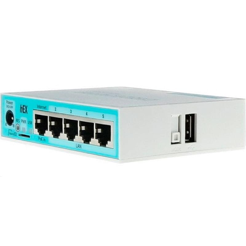 Беспроводной маршрутизатор, MikroTik HEX, 5 порта, + USB, 10/100/1000 Mbps - фото #1, Technodom.kz