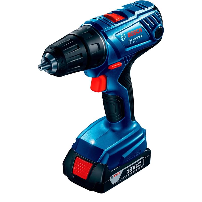 Дрель-шуруповерт Bosch GSR 180-LI аккумуляторная 2 аккумулятора 2.0 Aч в комплекте(06019F8109) - фото #1, Technodom.kz