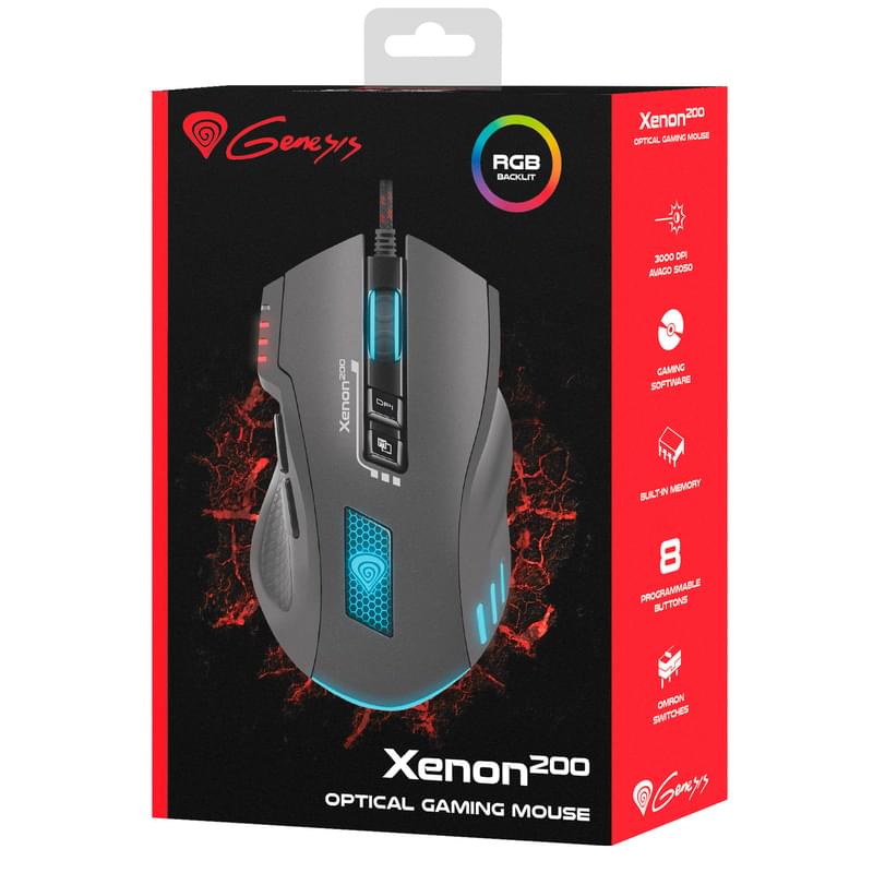 Мышка игровая проводная Genesis XENON 200 RGB - фото #3, Technodom.kz