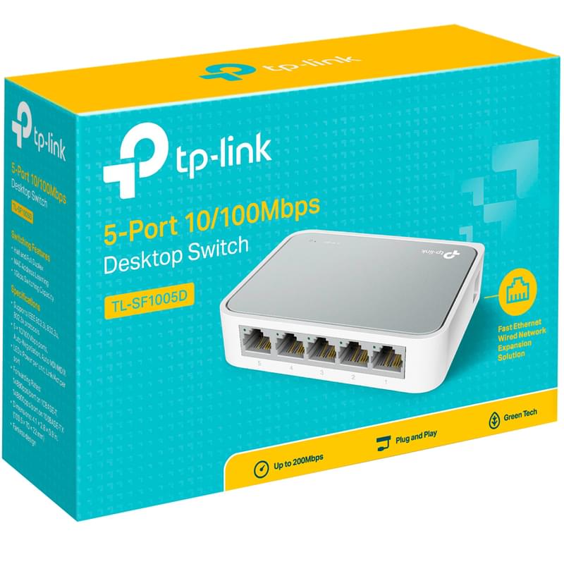 Неуправляемый настольный коммутатор, TP-Link TL-SF1005D, 5 портов 10/100 Mbps (TL-SF1005D) - фото #5, Technodom.kz