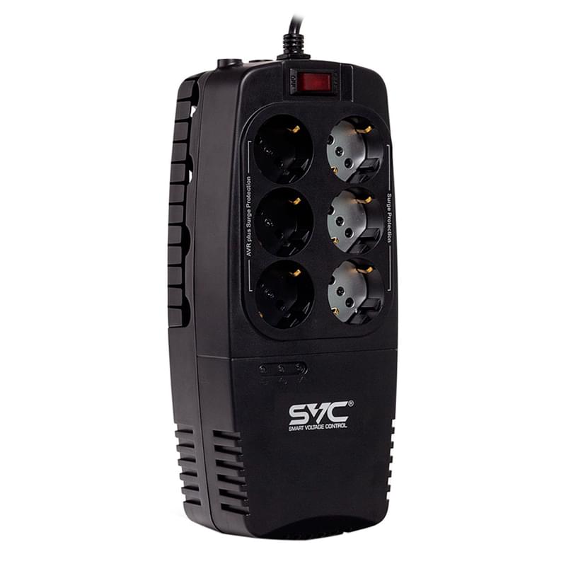 Стабилизатор SVC, 1200VA/600Вт,AVR: 176-276В, 6Shuko, Black (AVR-1200-U) - фото #0, Technodom.kz