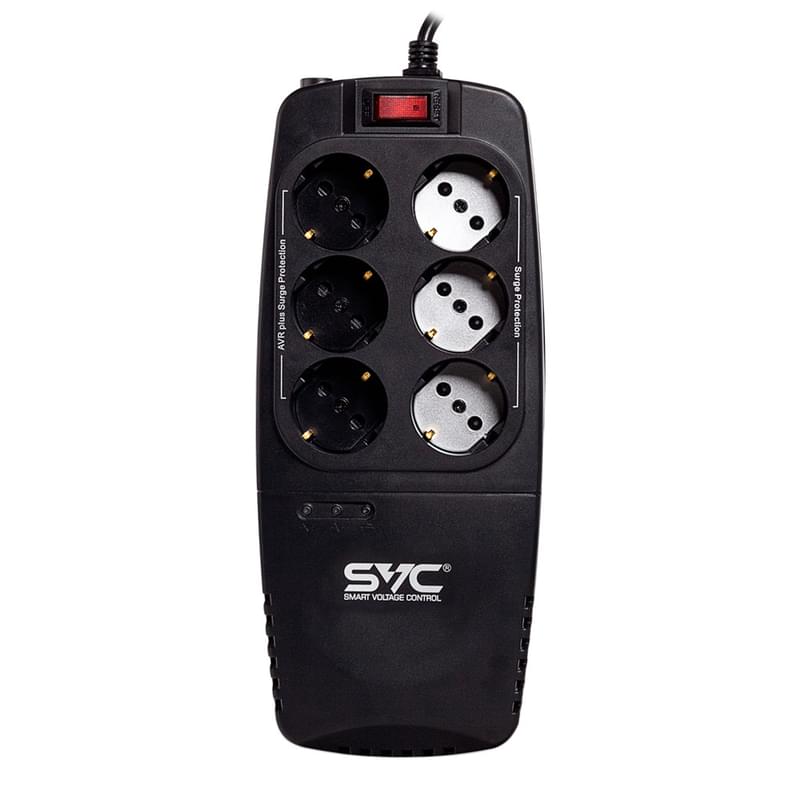 Стабилизатор SVC, 1200VA/600Вт,AVR: 176-276В, 6Shuko, Black (AVR-1200-U) - фото #1, Technodom.kz