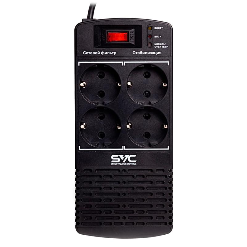 Стабилизатор SVC, 1000VA/500Вт,AVR: 174-280В, 4Shuko, 1.2 м, Black (AVR-1000-L) - фото #1, Technodom.kz