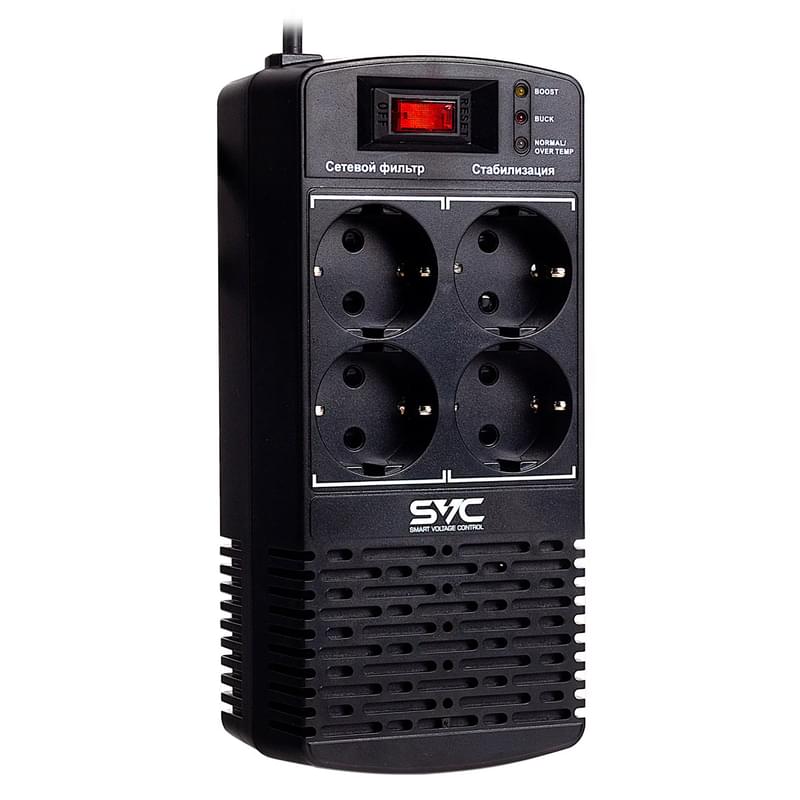 SVC тұрақтандырғышы, 600VA/300Вт,AVR: 174-280В, 4Shuko, 1.2 м, Black (AVR-600-L) - фото #0, Technodom.kz