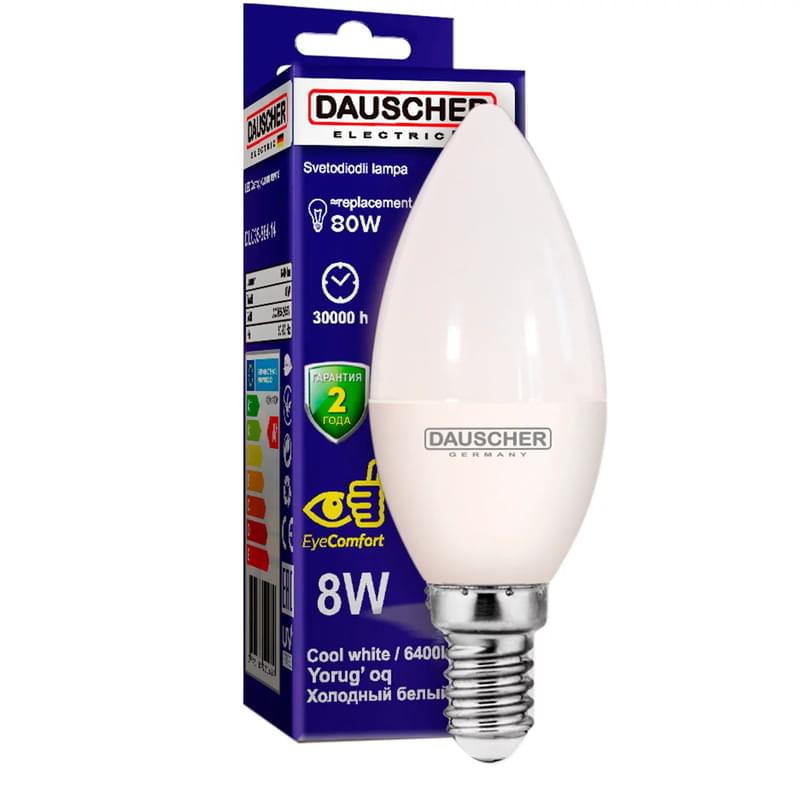 Светодиодная лампа Dauscher C35 8W 6400К 640lm E14 ND Холодный - фото #0, Technodom.kz