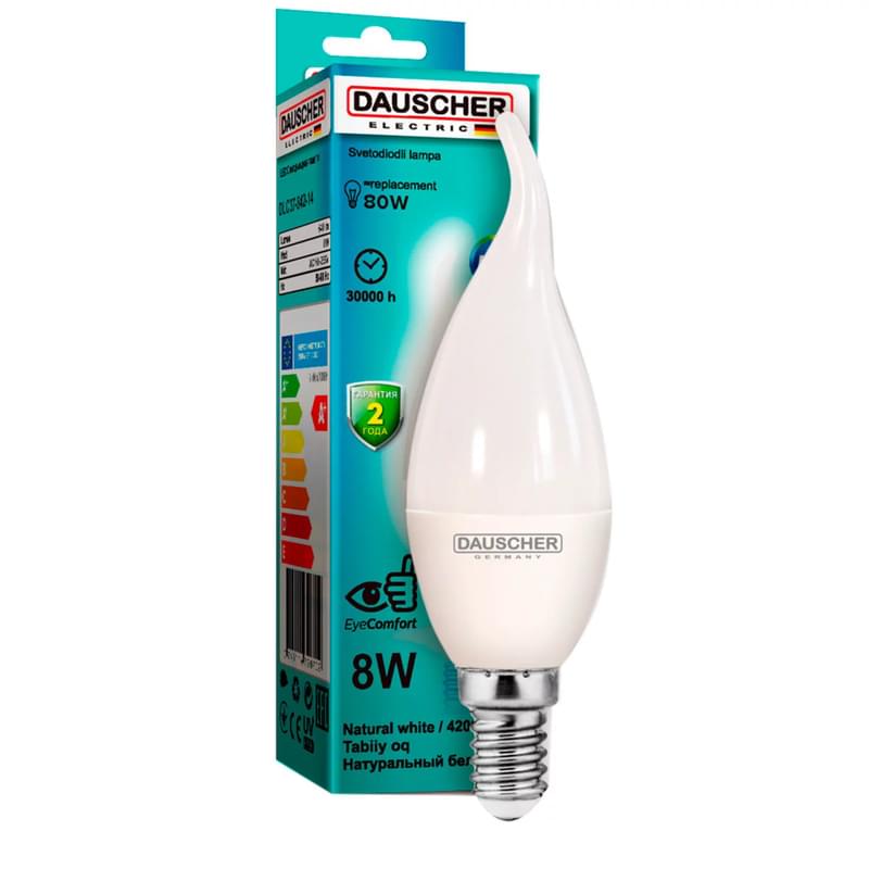 Dauscher Жарықдиодтық шамы C37 8W 4200К 640lm E14 ND Табиғи ақ - фото #0, Technodom.kz