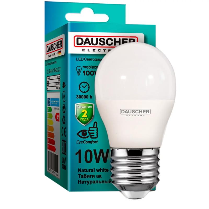 Светодиодная лампа Dauscher G45 10W 4200К 800lm E27 ND Натуральный белый - фото #0, Technodom.kz