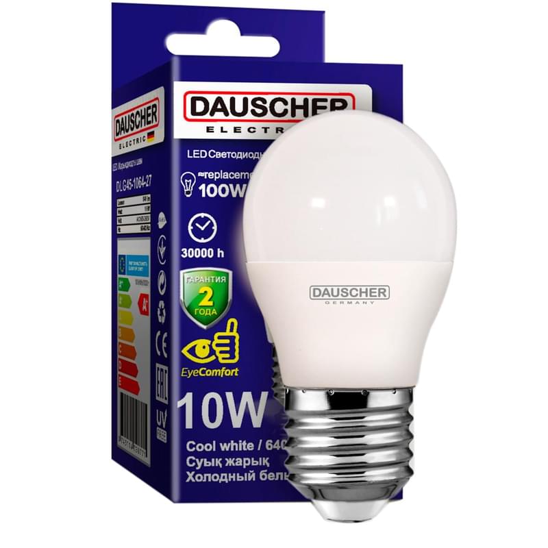 Светодиодная лампа Dauscher G45 10W 6400К 800lm E27 ND Холодный - фото #0, Technodom.kz