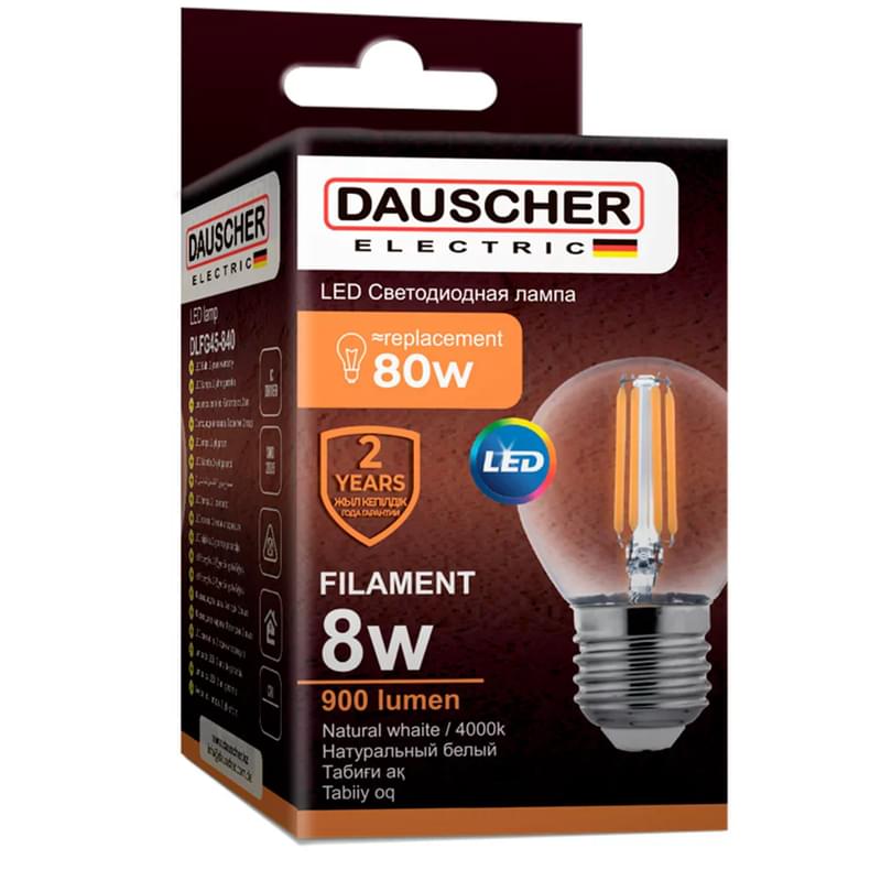 Dauscher FILAMENT Жарықдиодтық шамы G45 8W 4000К 800lm E27 Бейтарап - фото #0, Technodom.kz