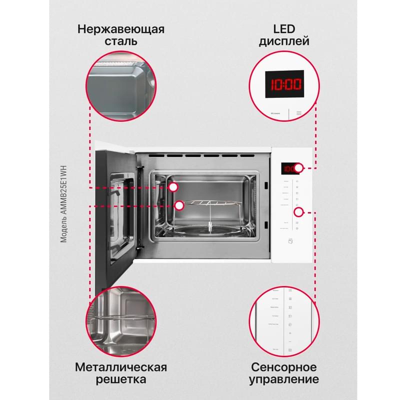 Встраиваемая микроволновая печь Hansa AMMB-25E1WH - фото #5, Technodom.kz