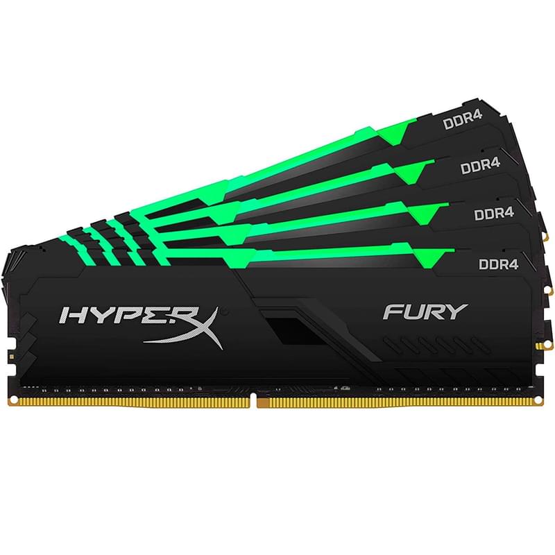 Оперативная память DDR4 DIMM 64GB(16GBx4)/3600MHz Kingston HyperX Fury RGB (HX436C18FB4AK4/64) - фото #0, Technodom.kz