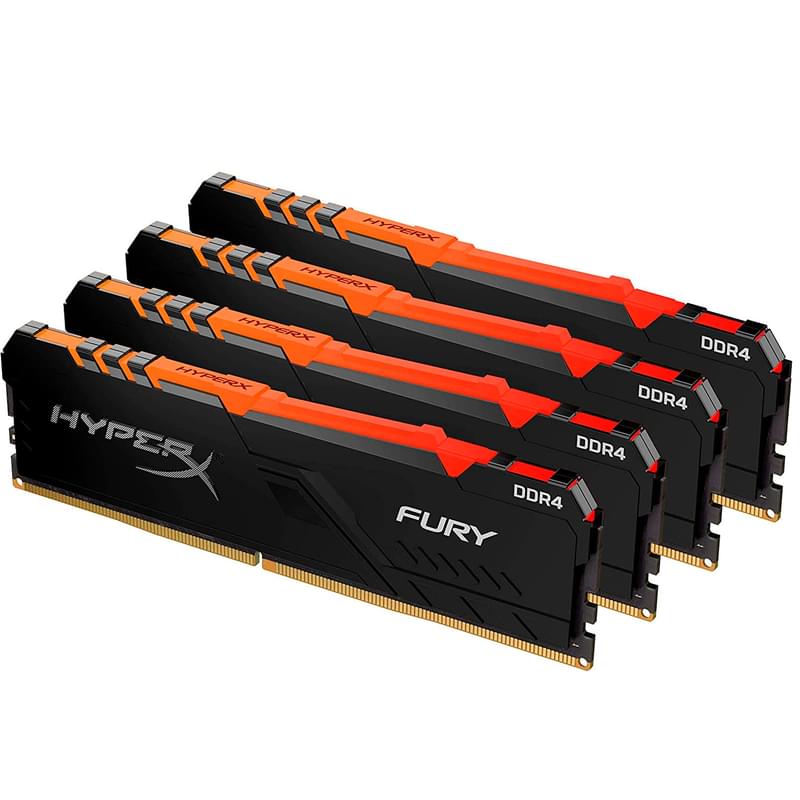 Оперативная память DDR4 DIMM 64GB(16GBx4)/3600MHz Kingston HyperX Fury RGB (HX436C18FB4AK4/64) - фото #1, Technodom.kz