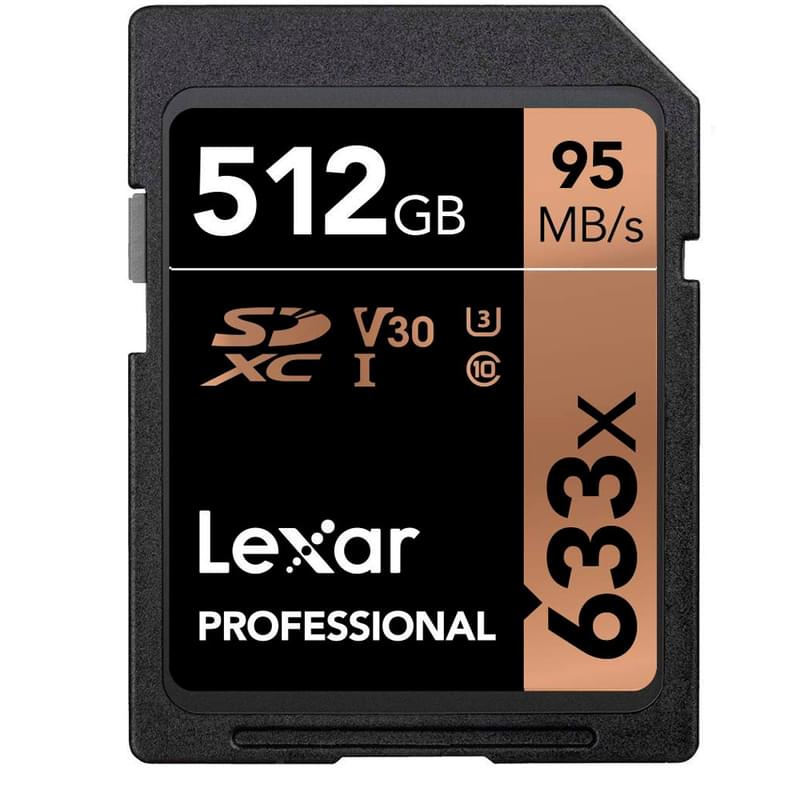 Карта памяти SD 512GB Lexar Professional, 633x UHS-I, RW 95/45 MB/s U3 (LSD512CBEU633) - фото #0, Technodom.kz