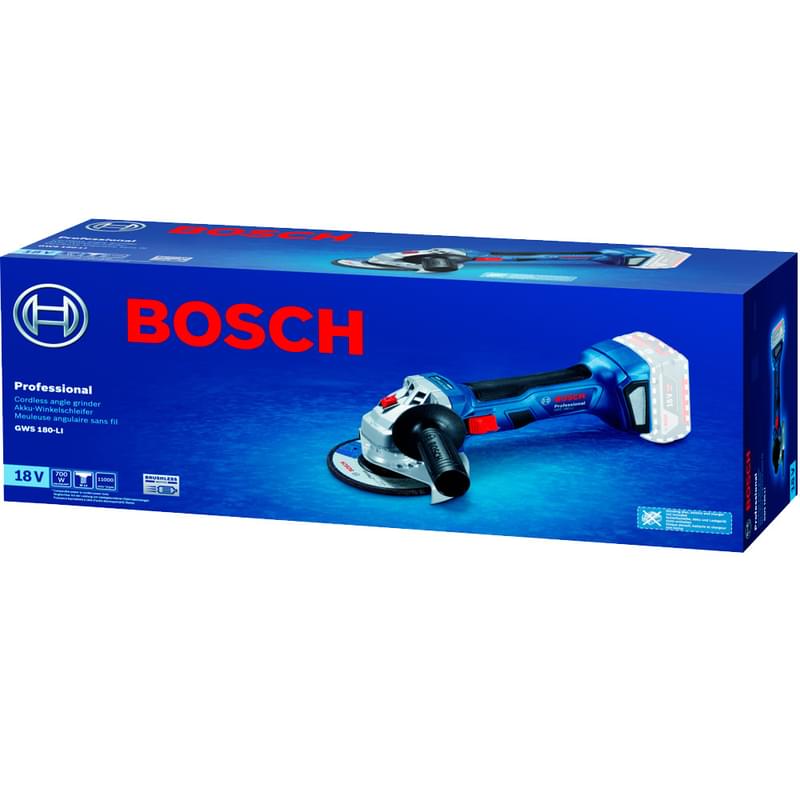 Углошлифовальная машина Bosch GWS 180-LI без акк (06019H9020) - фото #1, Technodom.kz