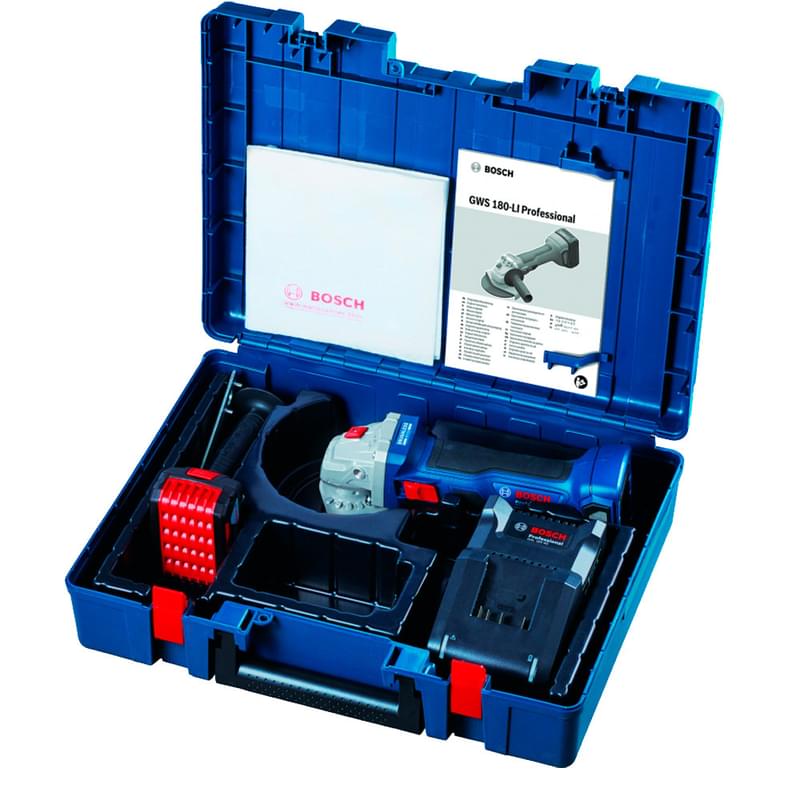 Углошлифовальная машина Bosch GWS 180-LI 1 акк (06019H90R1) - фото #2, Technodom.kz Углошлифовальная машина Bosch GWS 180-LI 1 акк (06019H90R1) - фото #2, Technodom.kz