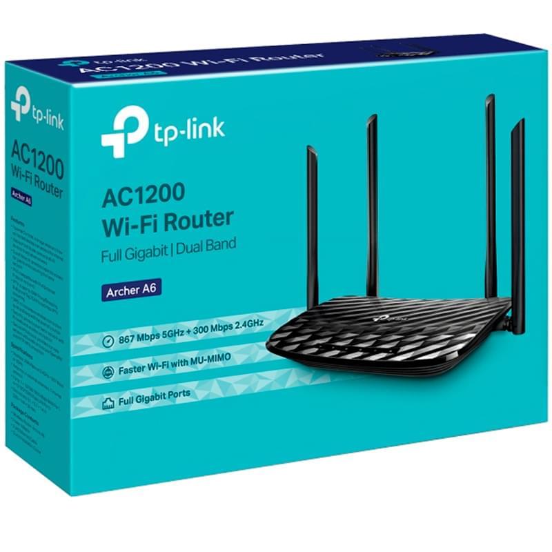 Беспроводной маршрутизатор, TP-Link Archer A6 Dual Band, 4 порта, 867 Mbps (Archer A6) - фото #3, Technodom.kz
