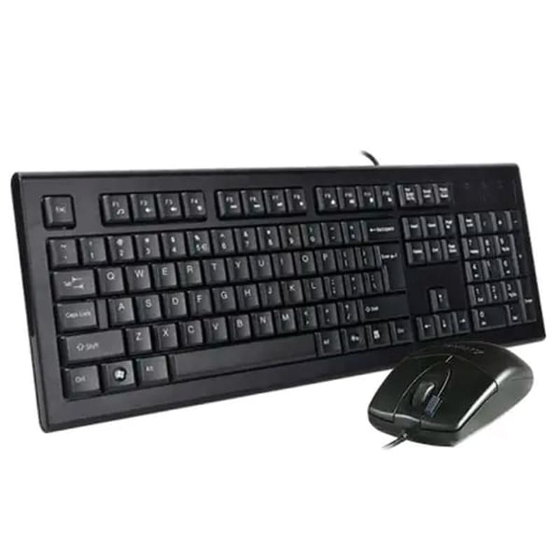 USB A4tech Сымды пернетақтасы + тінтуірі KR-8520D, Black - фото #1, Technodom.kz