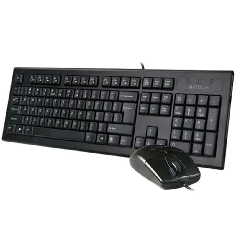 USB A4tech Сымды пернетақтасы + тінтуірі KR-8520D, Black - фото #2, Technodom.kz