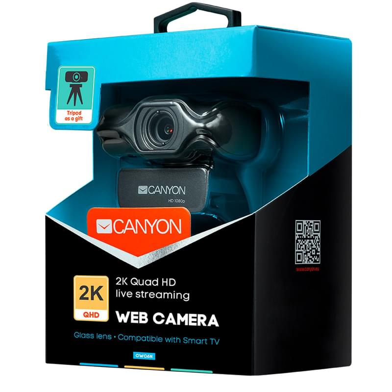 Web Камера Canyon CNS-CWC6N, FHD, Black - фото #3, Technodom.kz