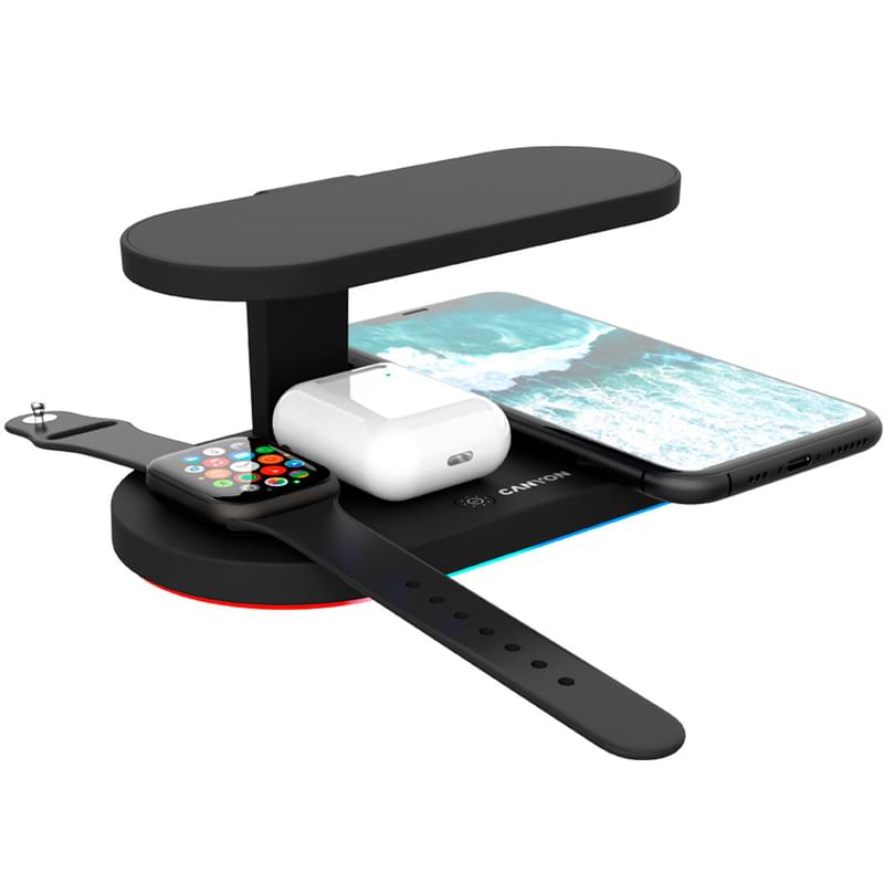Беспроводное зарядное устр-во Canyon, 5-in-1 for Apple Watch, Black (CNS-WCS501) - фото #2, Technodom.kz