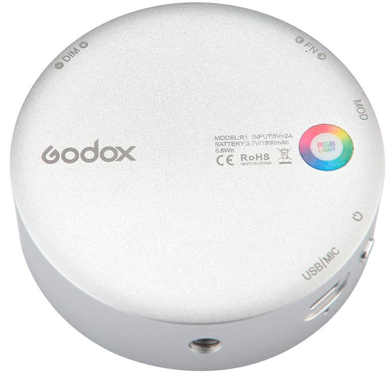 Осветитель светодидоный Godox R1 mini RGB для смартфонов Silver - фото #2, Technodom.kz