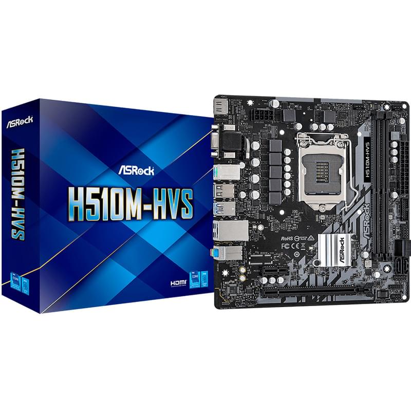 Материнская плата ASRock H510M-HVS LGA1200 2DDR4 PCI-E 1x16 1x1 (HDMI+VGA) mATX - фото #4, Technodom.kz Материнская плата ASRock H510M-HVS LGA1200 2DDR4 PCI-E 1x16 1x1 (HDMI+VGA) mATX - фото #4, Technodom.kz