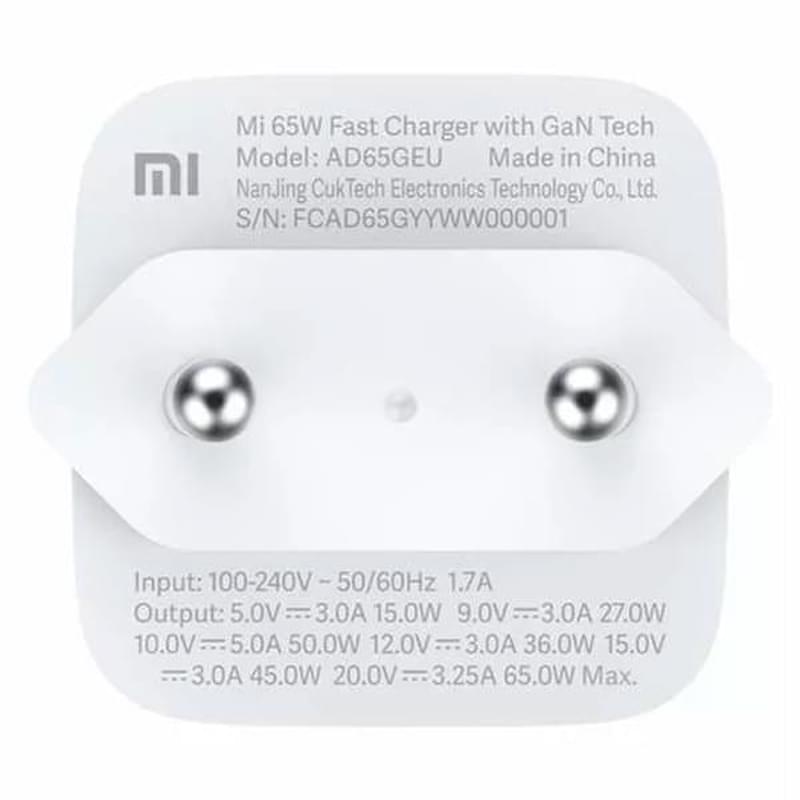 Сетевое зарядное устройство 1*Type-C 65W, Xiaomi Mi with GaN Technology, White + Cable (BHR4499GL) - фото #4, Technodom.kz