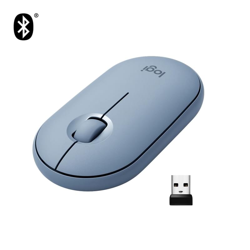 Сымсыз тінтуір USB/BT Logitech Pebble M350, Blue/Grey (910-005719) - фото #1, Technodom.kz