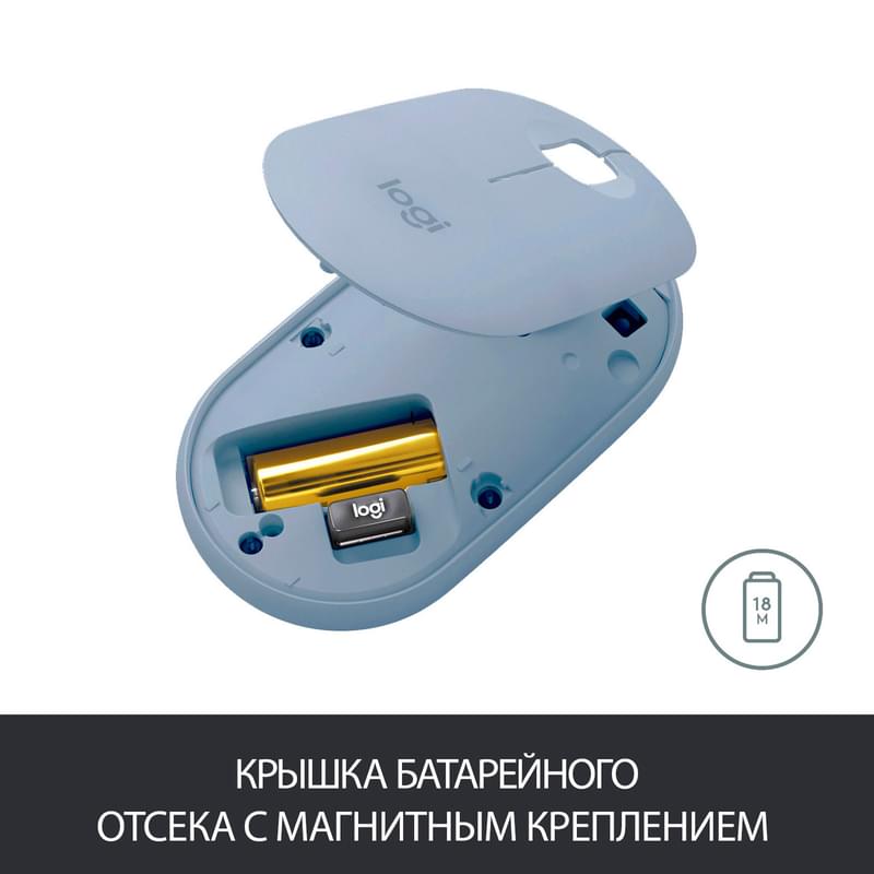 Сымсыз тінтуір USB/BT Logitech Pebble M350, Blue/Grey (910-005719) - фото #7, Technodom.kz